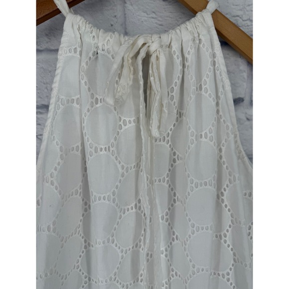 Crown & Ivy Womens XL White Eyelet Halter Mini Dress Cotton Beach Vacay Easter - Picture 5 of 12